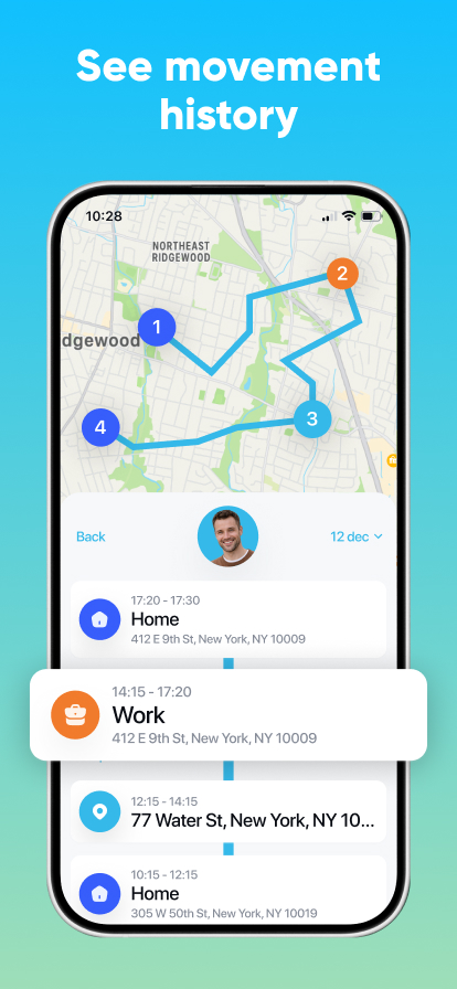 Spot screen showing live location of loved ones