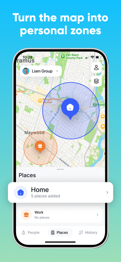 Spot app screen showing instant notifications and place alerts